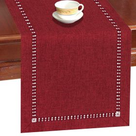 Coffee Table Imitation Linen Polyester Rayon Table Runner (Option: 6th Wine Red-32x275cm250g)