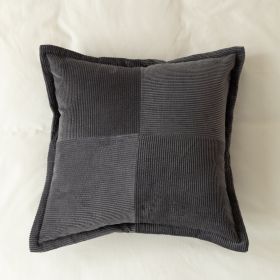 Hotel Homestay Corduroy Fly Edge Pillow Cover (Option: Smoke ash-50X50CM)