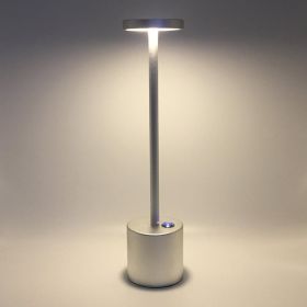 Cordless Rechargeable Touch Control LED Night Light Table Lamp Modern Bedside LED USB Desk Atmosphe Lamp (Color: silver)