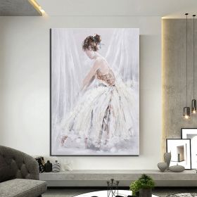 Hand Oil Pianting Ballerina fine art Dancer Handmade oil painting on Canvas female Ballet Artist Wall Art Living Room Bedroom Home Decor (size: 60x90cm)