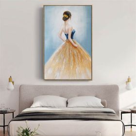 Hand Oil Pianting Ballerina fine art Dancer Handmade oil painting on Canvas female Ballet Artist Wall Art Living Room Bedroom Home Decor (size: 90x120cm)