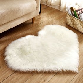 1pc Heart Shaped Area Rug, Plush Faux-Fur Carpet For Living Room & Bedroom, Home Decor Valentine's Day Decor 19.6in*23.6in/50cm*60cm (Color: White)