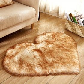 1pc Heart Shaped Area Rug, Plush Faux-Fur Carpet For Living Room & Bedroom, Home Decor Valentine's Day Decor 19.6in*23.6in/50cm*60cm (Color: Double  Yellow)