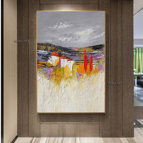 Handmade Original Colorful Textured Oil Painting on Canvas;  Large Abstract Modern Fantanstic Acrylic Painting Boho Wall Art Living Room Home Decor (size: 50x70cm)