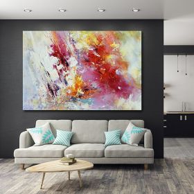 Hand oil painting Wall Art Canvas Prints Painting Artwork Picture Abstract Knife Painting Red Seascape Home Decoration (size: 90x120cm)