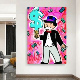 Hand painted on canvas Monopoly man;  money art;  home; decor; monopoly art;  oil painting Living Room hallway bedroom luxurious decorative painting (size: 90x120cm)