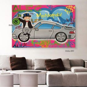 Hand painted Oil painting canvas Monopoly ;  Monopoly art;  Home decor;  wall art;  Hand painted; graffiti;  pop art Living Room hallway bedroom luxur (size: 90x120cm)