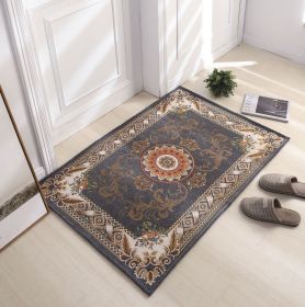 Thickened Absorbent Jacquard Carpet Dornier Woven Living Room Bathroom Rug Kitchen Non-slip Home Entry Floor Door Mat Red Brown (Color: Grey)