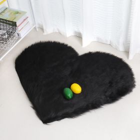 6cm Plush Carpet Fuzzy Wool Floor Mat Multicolor Heart Soft Fluffy Cozy Living Room Bedroom Aldult Child Boy Girl Fashion Lovely (Color: Black)