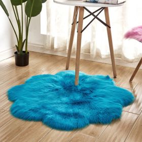 Fluffy 6cm Plush Carpet Fuzzy Wool Floor Mat Multicolor Flowers Clouds Soft Living Room Bedroom Aldult Child Kids Fashion Lovely (Color: Navy Blue)