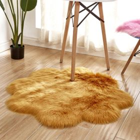 Fluffy 6cm Plush Carpet Fuzzy Wool Floor Mat Multicolor Flowers Clouds Soft Living Room Bedroom Aldult Child Kids Fashion Lovely (Color: Golden brown)