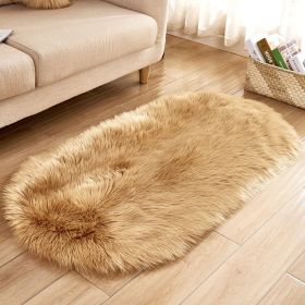 Fluffy 6cm Plush Carpet Fuzzy Wool Floor Mat Multicolor Oval Soft Living Room Bedroom Aldult Boys Girls Home Decor Cute Fashion (Color: BROWN)