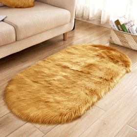 Fluffy 6cm Plush Carpet Fuzzy Wool Floor Mat Multicolor Oval Soft Living Room Bedroom Aldult Boys Girls Home Decor Cute Fashion (Color: Golden brown)