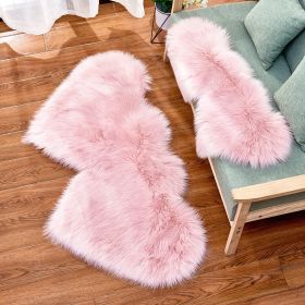 Long Plush Carpet Fuzzy Wool Floor Mat Multicolor Double Heart Soft Fluffy Living Room Bedroom Aldult Child Boy Girl Fashion Lovely (Color: Light pink)