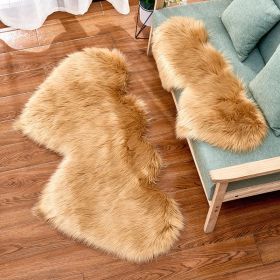 Long Plush Carpet Fuzzy Wool Floor Mat Multicolor Double Heart Soft Fluffy Living Room Bedroom Aldult Child Boy Girl Fashion Lovely (Color: Light Brown)