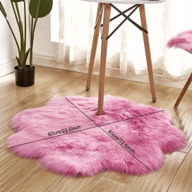 1pc, Soft and Plush Flower Shaped Fur Rug - Faux Sheepskin Area Rug for Bedroom, Sofa (Color: Rose Red, size: 60*60cm/23.62in*23.62in)