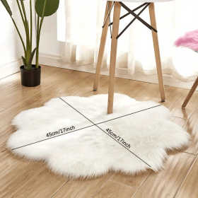 1pc, Soft and Plush Flower Shaped Fur Rug - Faux Sheepskin Area Rug for Bedroom, Sofa (Color: White, size: 17.72*17.72inch)