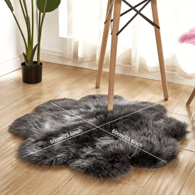 1pc, Soft and Plush Flower Shaped Fur Rug - Faux Sheepskin Area Rug for Bedroom, Sofa (Color: Dark Gray, size: 60*60cm/23.62in*23.62in)