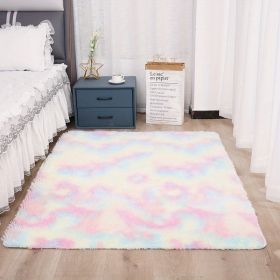 1pc, Tie-Dyed Plush Shag Furry Area Rug for Bedroom, Living Room, Nursery, and Kids Room - Ultra Soft and Fluffy, Washable, Non-Shedding (Color: Tie-dye Colorful, size: 62.99*78.74inch)