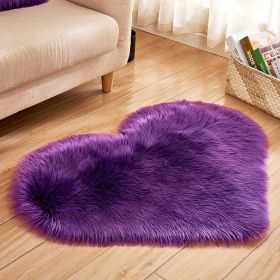 1pc, Fluffy Shaggy Area Rug, Solid Color PV Velvet Carpet, Plush Heart Shape Rug For Valentine's Day Wedding Anniversary Home Floor Decor (Color: purple, size: 19.69*23.62inch)