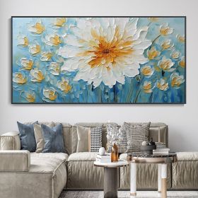 Hand Painted Oil Painting Canvas White Flower Texture Art Blossoming Home Wall Decor Art Landscape Wall Art Living Room decor Fine Art Oil Painting (size: 40x80cm)