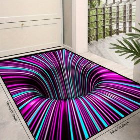 1pc, Illusion Floor Mat, Colourful 3D Swirl Illusion Rug, Abstract Geometric Non-Slip Area Rug For Living Room Mat, Bedroom Kitchen (size: 23.6"x35.4"-Purple)