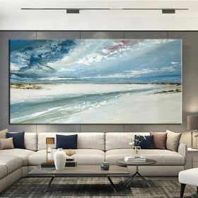 Hand Painted Oil Paintings Abstract Seascape Painting Beach Ocean  Living Room Hallway Luxurious Decorative Painting (size: 90x120cm)