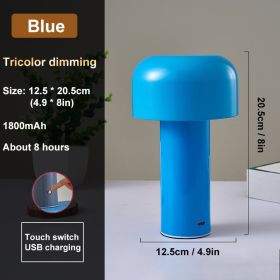 Italian Mushroom Table Lamp Night Light Portable Wireless Touch Rechargeable Desk Light Bedside Table Lamp Bedroom Desktop Decor (Lampshade Color: Blue)