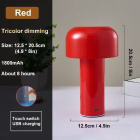 Italian Mushroom Table Lamp Night Light Portable Wireless Touch Rechargeable Desk Light Bedside Table Lamp Bedroom Desktop Decor (Lampshade Color: Red)