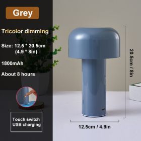 Italian Mushroom Table Lamp Night Light Portable Wireless Touch Rechargeable Desk Light Bedside Table Lamp Bedroom Desktop Decor (Lampshade Color: Grey)