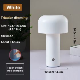 Italian Mushroom Table Lamp Night Light Portable Wireless Touch Rechargeable Desk Light Bedside Table Lamp Bedroom Desktop Decor (Lampshade Color: White)