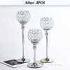 Crystal Candle Holder Pillar Gold/Silver Metal Tealight Candlestick Wedding Table Centerpiece Party Christmas Home Desktop Decor