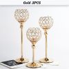 Crystal Candle Holder Pillar Gold/Silver Metal Tealight Candlestick Wedding Table Centerpiece Party Christmas Home Desktop Decor