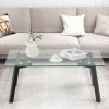 Modern Tempered Glass Coffee Table with Metal Frame for Living Room