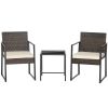 3 Pieces Modern Heavy Duty Patio Furniture Set with Coffee Table