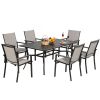 MEOOEM Patio Dining Set  Outdoor Furniture Bistro Metal Table Side Table and Metal Stackable Chairs;  Black