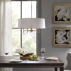 Presidio 5-Light White Drum Shade Chandelier (Color: as Pic)