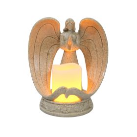 [only for pickup with a prepaid label]Nordic Style Resin Angel Electronic Candle Holder Living Room Church Decorations (Color: sand)