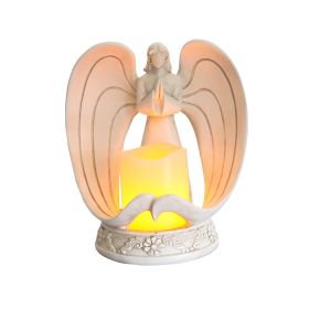 [only for pickup with a prepaid label]Nordic Style Resin Angel Electronic Candle Holder Living Room Church Decorations (Color: White)