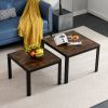 Nesting Coffee Table Set of 2;  Square Modern Stacking Table with Wood Finish for Living Room