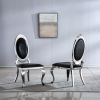 Leatherette Dining Chair with Oval Backrest Set of 2;  Stainless Steel Legs