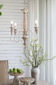 4 - Light Wood Chandelier, Hanging Light Fixture with Adjustable Chain for Kitchen Dining Room Foyer Entryway, Bulb Not Included (Color: as Pic)