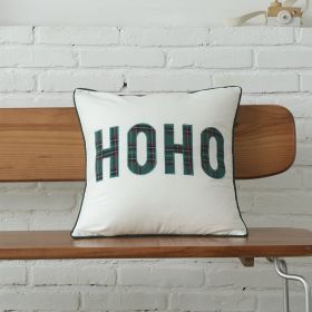 Polyester-cotton Canvas Christmas Green Plaid Pillow Cover (Option: HOHO Canvas 4545-30x35cm Or 45x45cm)