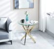 Modern Round Tempered Glass End Table with Chrome Legs