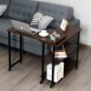 360° Free Rotating Sofa Side Table with Storage Shelves and Casters