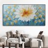 Hand Painted Oil Painting Canvas White Flower Texture Art Blossoming Home Wall Decor Art Landscape Wall Art Living Room decor Fine Art Oil Painting