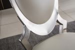 Leatherette Dining Chair with Oval Backrest Set of 2;  Stainless Steel Legs. Size: 22'Lx26"Dx44"H