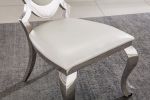 Leatherette Dining Chair with Oval Backrest Set of 2;  Stainless Steel Legs