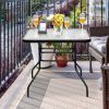 Outdoor Garden Lawn Pool Deck High Dining Bistro Table Tempered Glass Top with Umbrella Hole