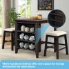 3 Piece Dining Table with Padded Stools, Table Set with Storage Shelf